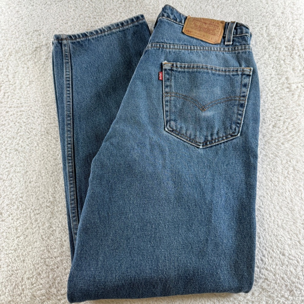 Vintage Levi's 550 Mens 33x32 Tag 32x32 Fit Blue Beige‎ Relaxed Straight Jeans